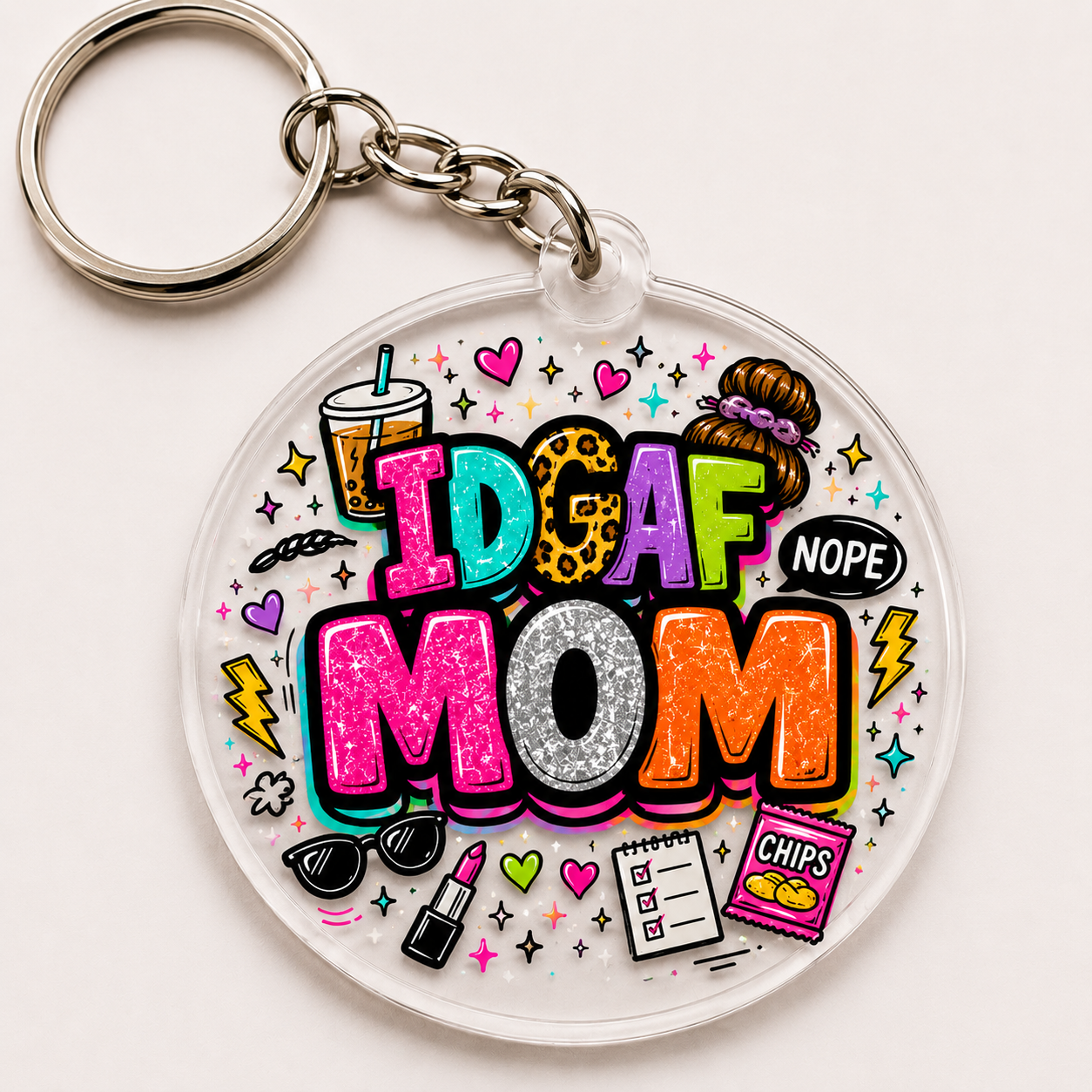 IDGAF MOM Key Chain