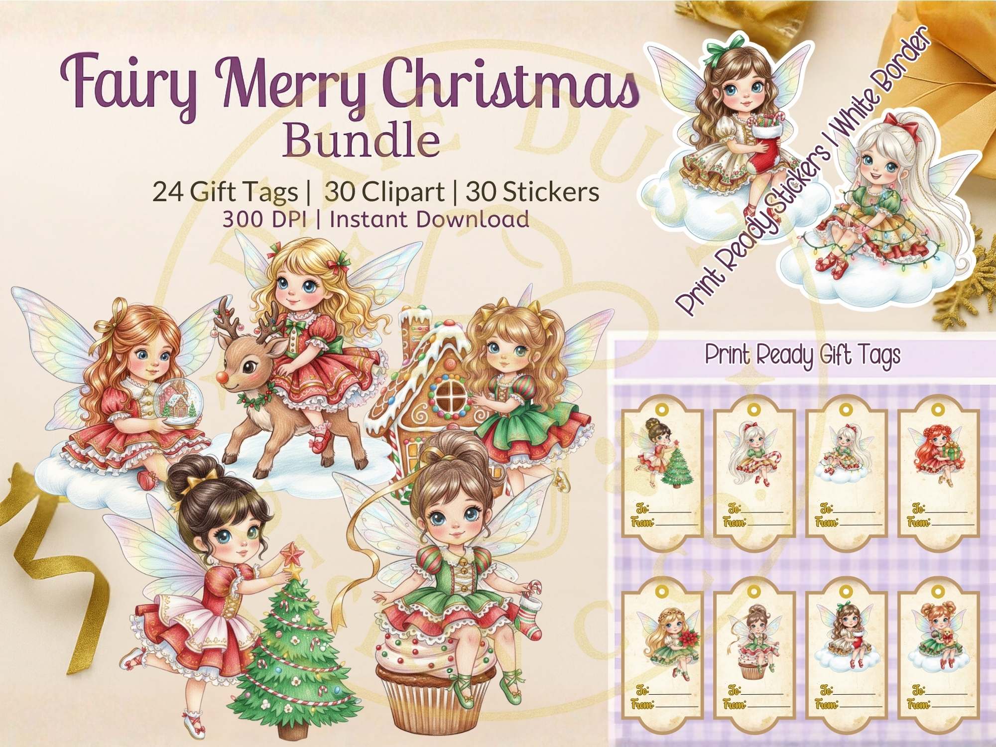 Fairy Merry Christmas Clip Art Bundle