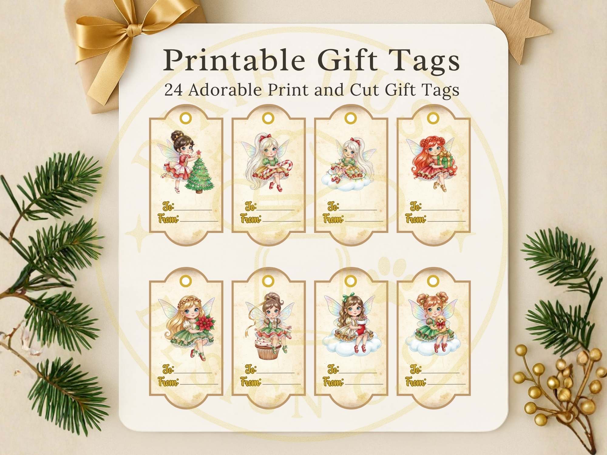 Fairy Merry Christmas tags mockup