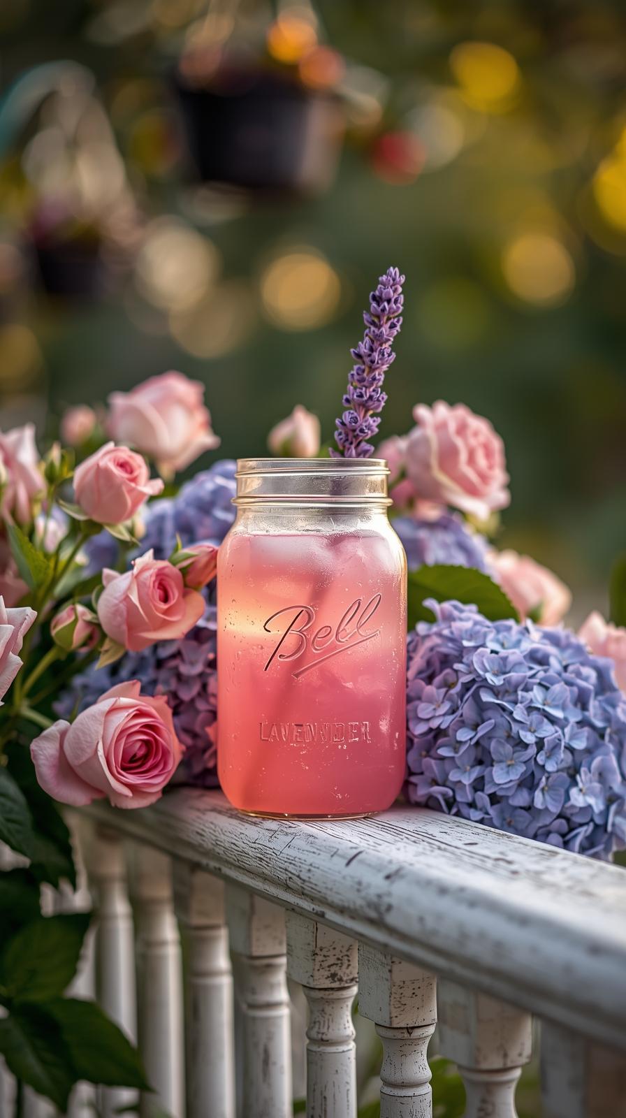 Lavender tea with flowers and cozy ambiance