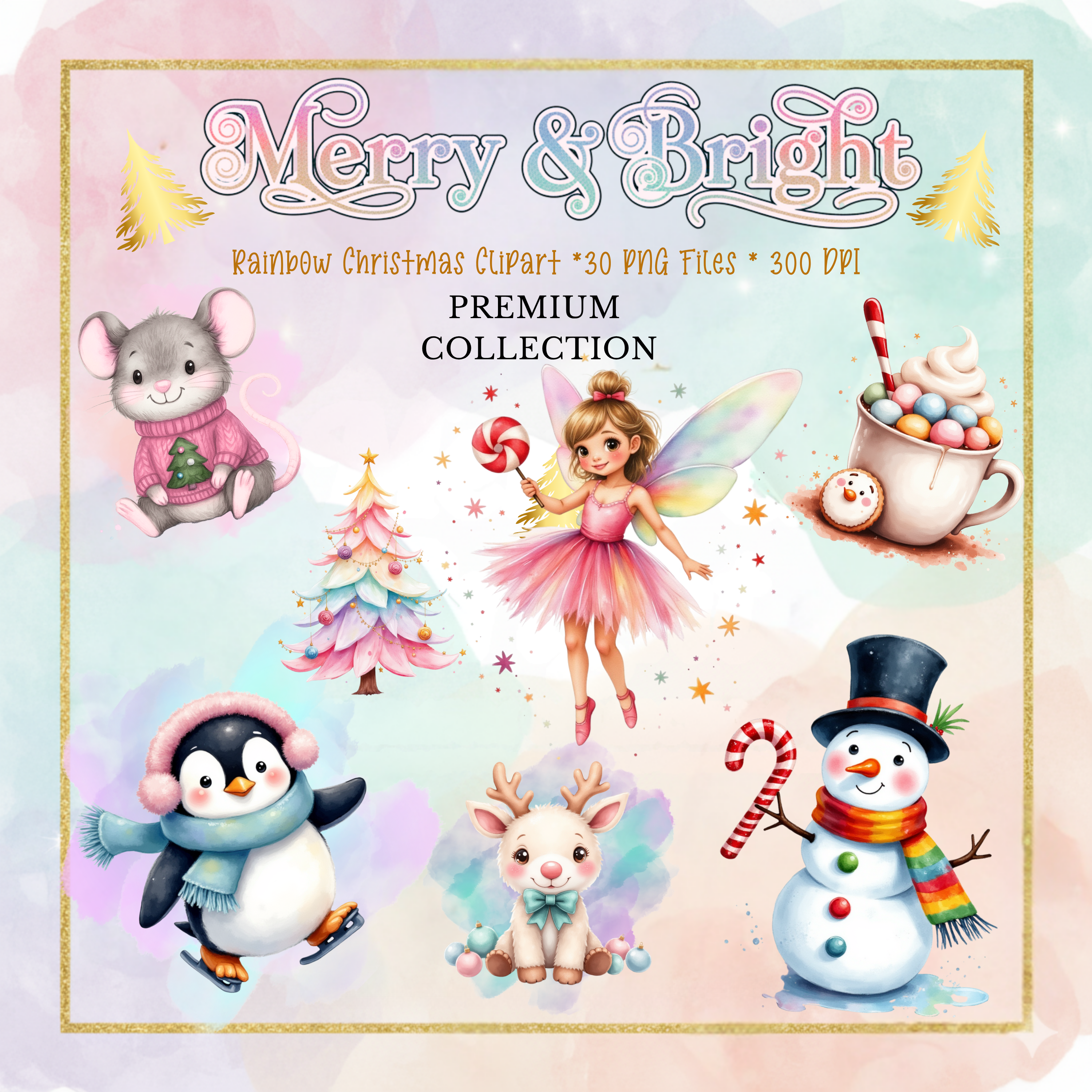 Merry & Bright Christmas Clip Art