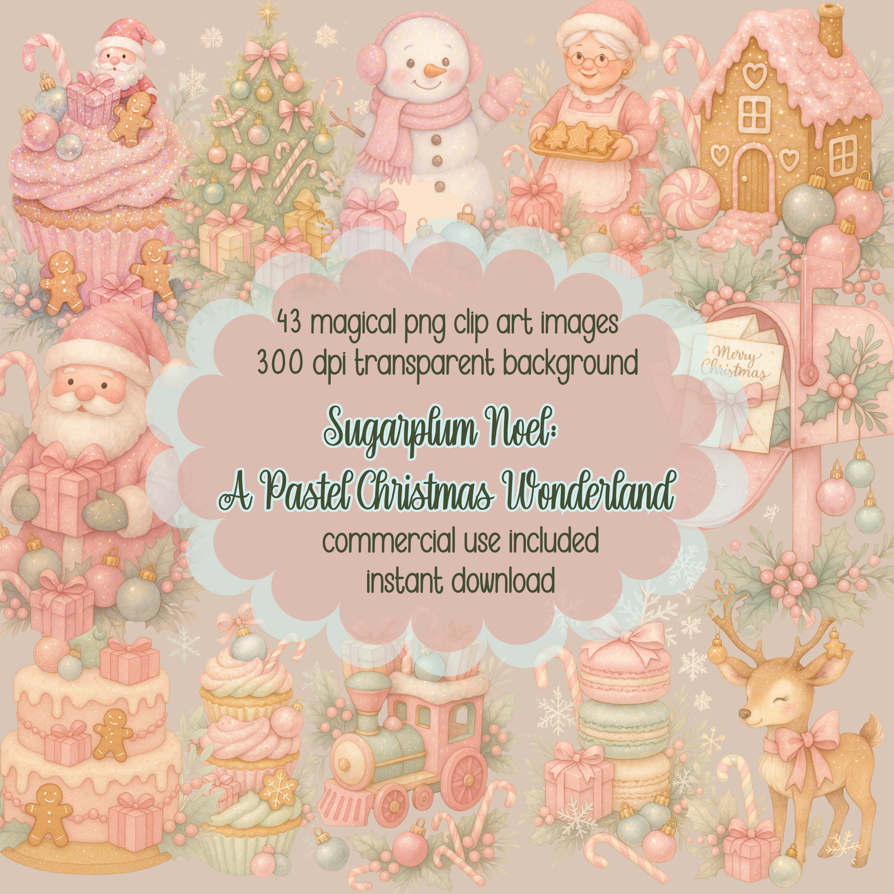 Sugarplum Noël Christmas Clip Art